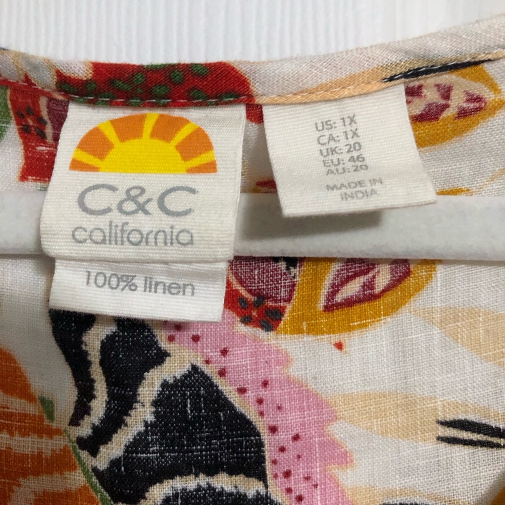Cece linen tropical short sleeve shirt plus women size 1X vacation NWOT - Picture 2 of 8
